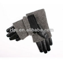 ladies chrome long black leather driving gloves